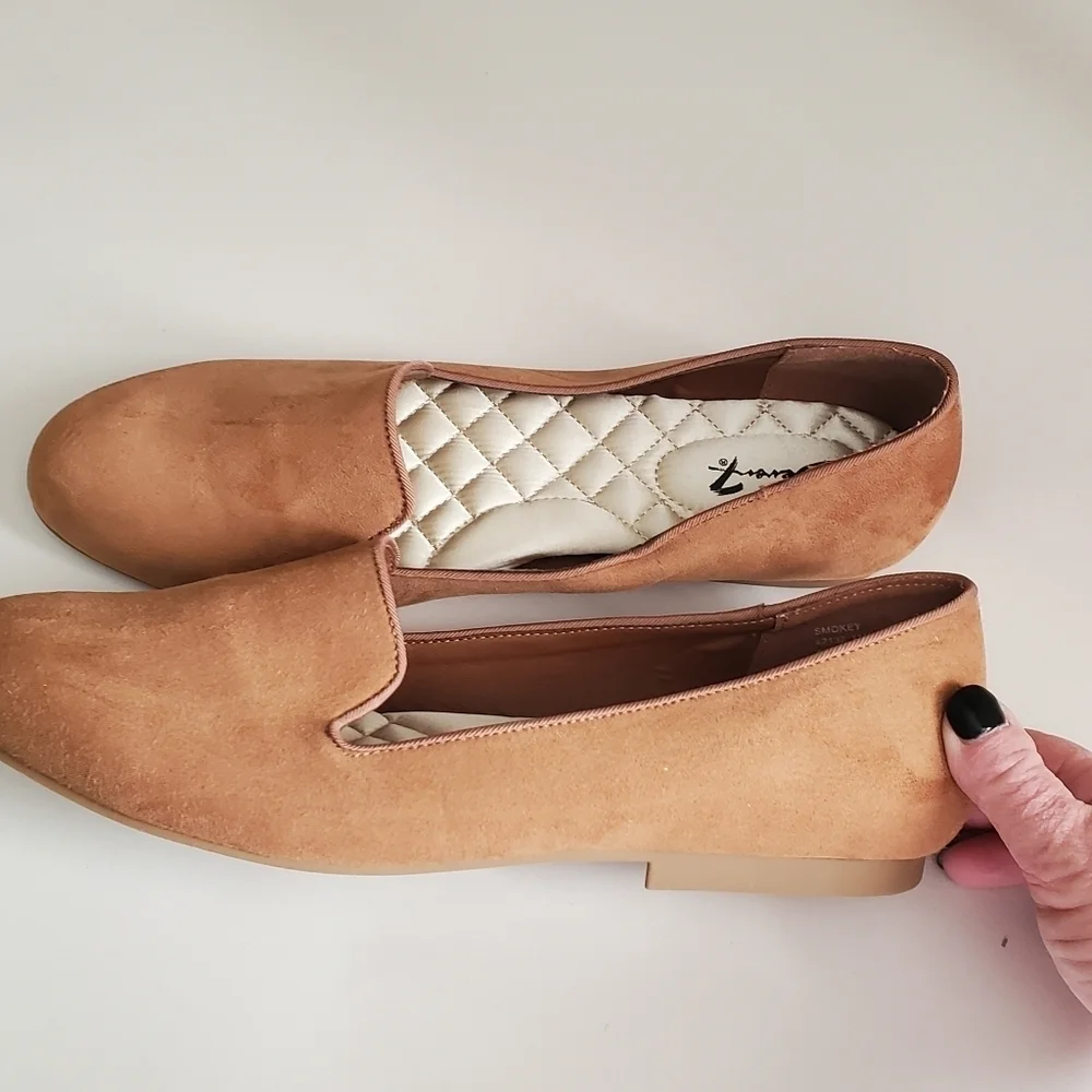 Seven For Man Kind Tan Suede Slip Ons NWOT.  Sz 11.